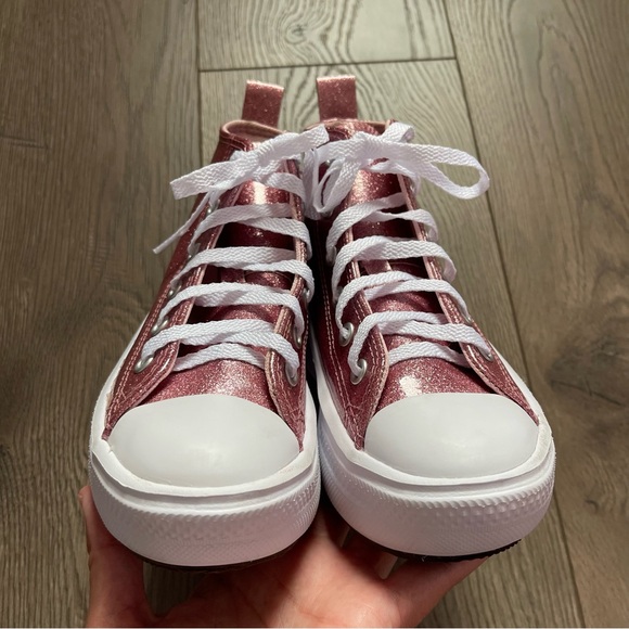 Converse All Star Pink Glitter Move Toddler Size 13 Platform High Top Sneakers - Picture 4 of 10
